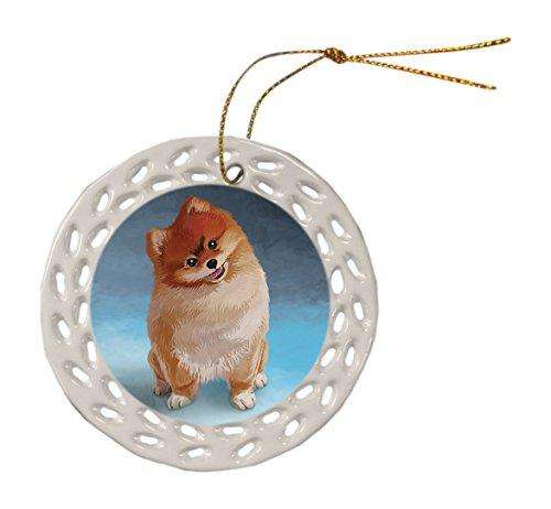 Pomeranian Dog Ceramic Doily Ornament DPOR48046