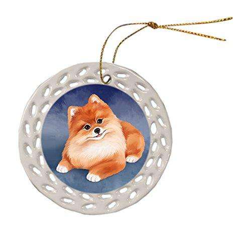 Pomeranian Dog Ceramic Doily Ornament DPOR48049