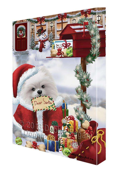 Pomeranian Dog Dear Santa Letter Christmas Holiday Mailbox Canvas Print Wall Art Décor CVS103094
