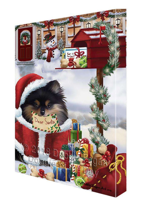Pomeranian Dog Dear Santa Letter Christmas Holiday Mailbox Canvas Print Wall Art Décor CVS103103