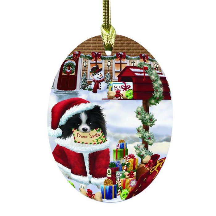 Pomeranian Dog Dear Santa Letter Christmas Holiday Mailbox Oval Glass Christmas Ornament OGOR49070