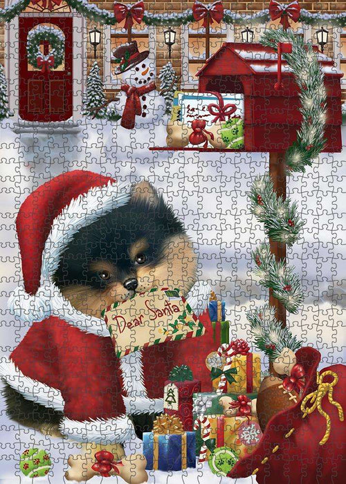 Pomeranian Dog Dear Santa Letter Christmas Holiday Mailbox Puzzle with Photo Tin PUZL82816
