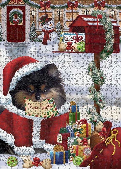 Pomeranian Dog Dear Santa Letter Christmas Holiday Mailbox Puzzle with Photo Tin PUZL82824