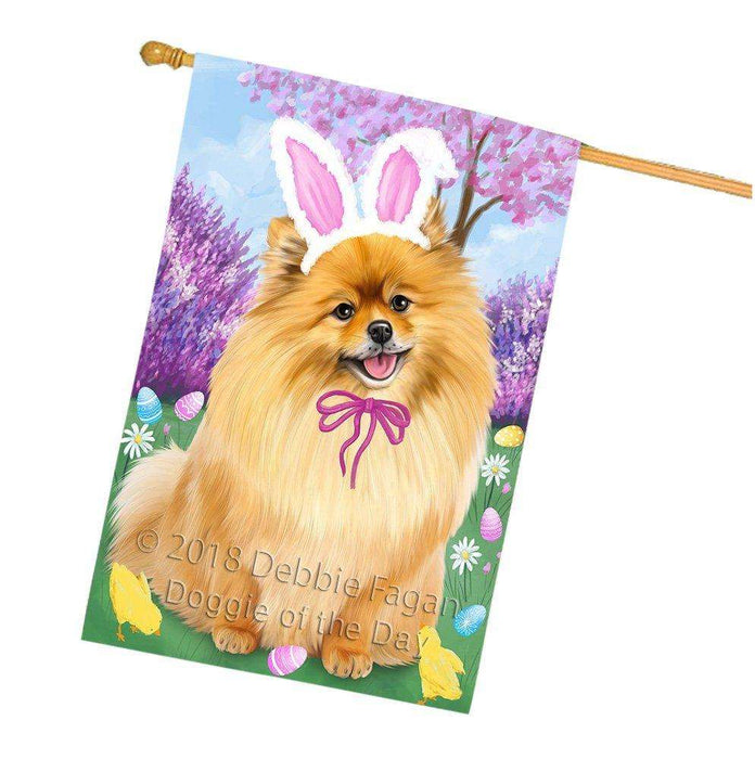 Pomeranian Dog Easter Holiday House Flag FLG49309