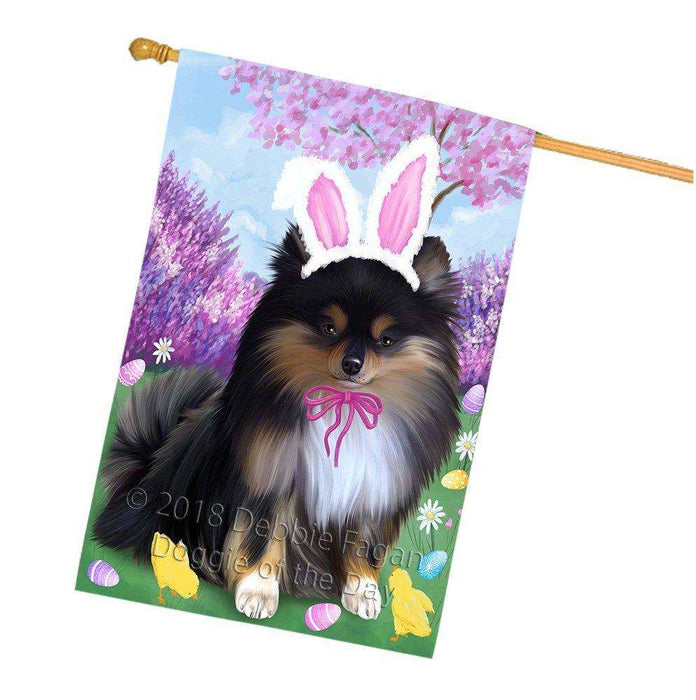 Pomeranian Dog Easter Holiday House Flag FLG49311