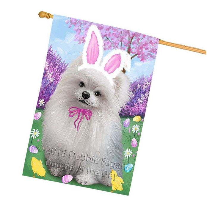 Pomeranian Dog Easter Holiday House Flag FLG49312