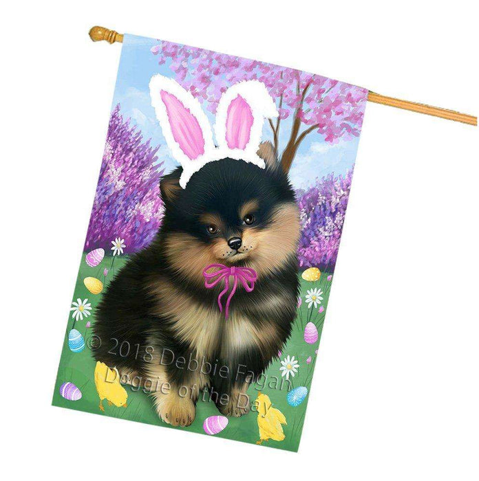 Pomeranian Dog Easter Holiday House Flag FLG49313