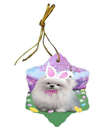 Pomeranian Dog Easter Holiday Star Porcelain Ornament SPOR49205