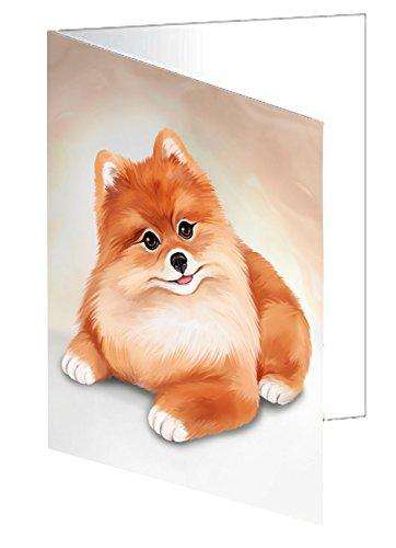 Pomeranian Dog Handmade Artwork Assorted Pets Greeting Cards and Note Cards with Envelopes for All Occasions and Holiday Seasons D044