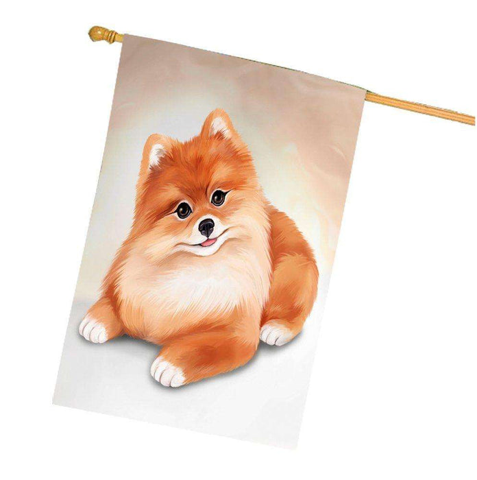 Pomeranian Dog House Flag HF031