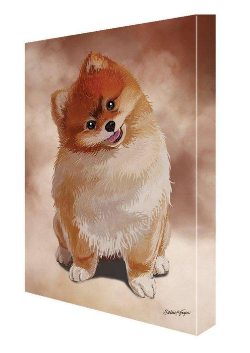 Pomeranian Dog Painting Printed on Canvas Wall Art Signed