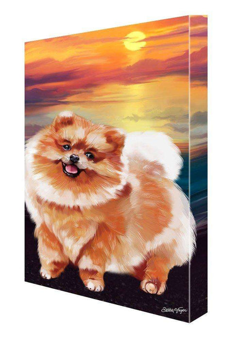 Pomeranian Dog Painting Printed on Canvas Wall Art Signed