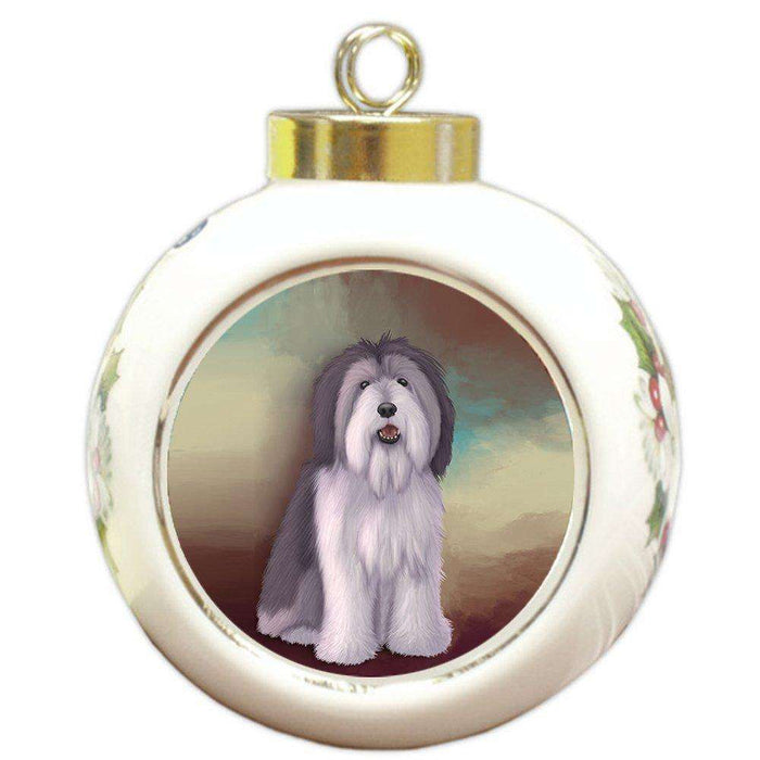 Pomeranian Dog Round Ball Christmas Ornament RBPOR48046