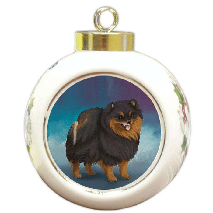 Pomeranian Dog Round Ball Christmas Ornament RBPOR48052