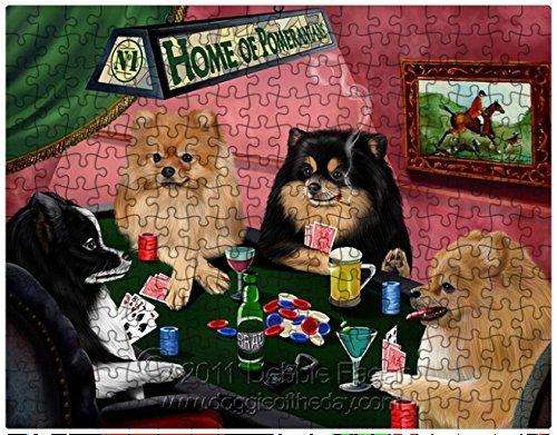 Pomeranian Dogs Playing Poker 500 Pc. Puzzle with Photo Tin