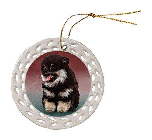 Pomeranian Spitz Dog Ceramic Doily Ornament DPOR48050