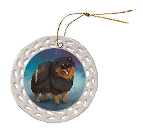 Pomeranian Spitz Dog Ceramic Doily Ornament DPOR48051