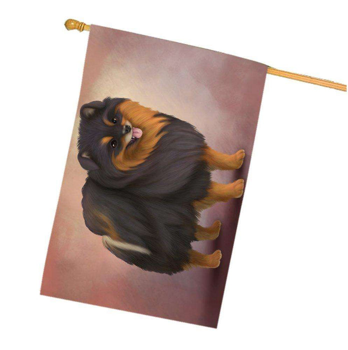 Pomeranian Spitz Dog House Flag