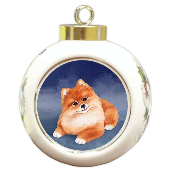 Pomeranian Spitz Dog Round Ball Christmas Ornament RBPOR48050