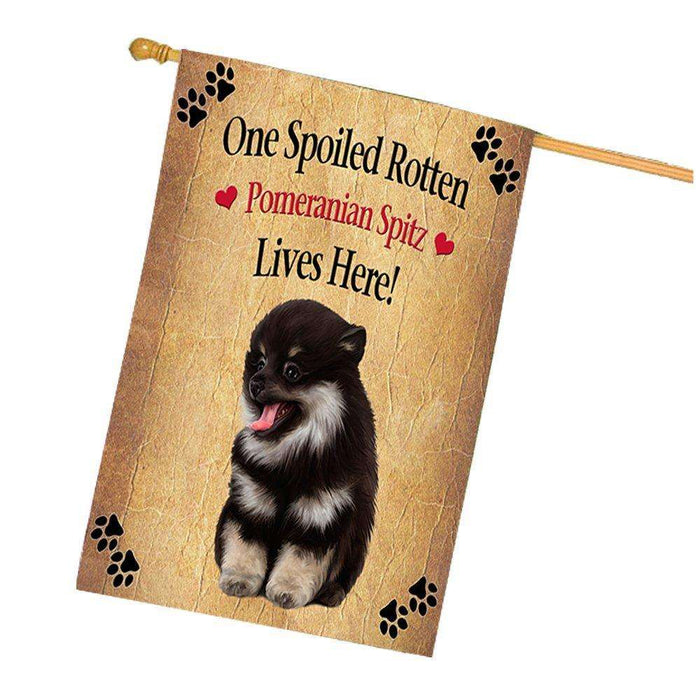 Pomeranian Spitz Spoiled Rotten Dog House Flag