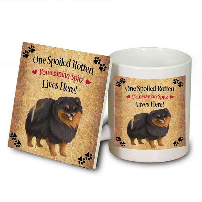 Pomeranian Spitz Spoiled Rotten Dog Mug and Coaster Set
