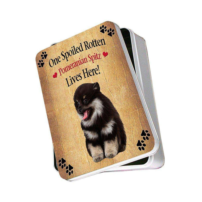 Pomeranian Spitz Spoiled Rotten Dog Photo Storage Tin