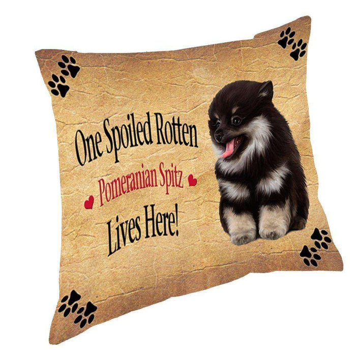 Pomeranian Spitz Spoiled Rotten Dog Throw Pillow