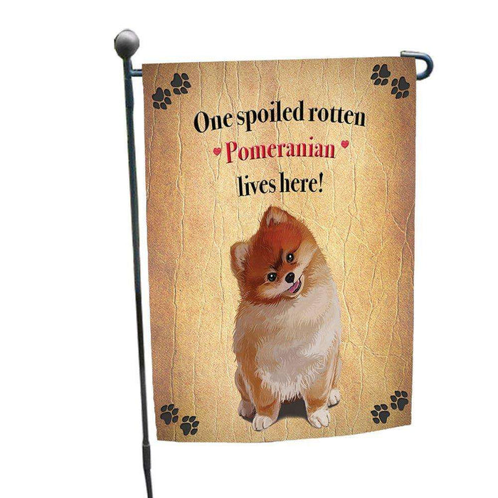 Pomeranian Spoiled Rotten Dog Garden Flag