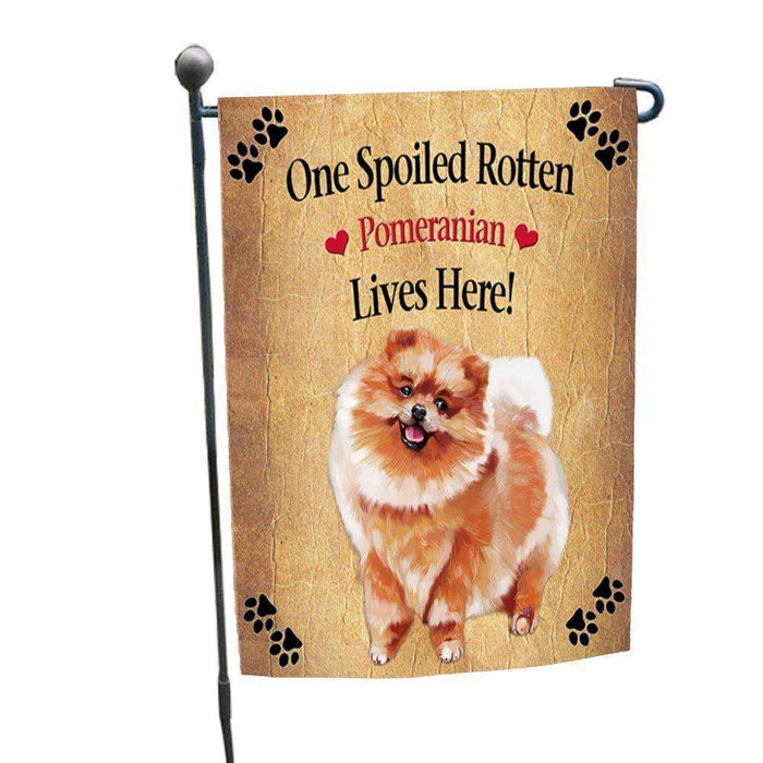 Pomeranian Spoiled Rotten Dog Garden Flag