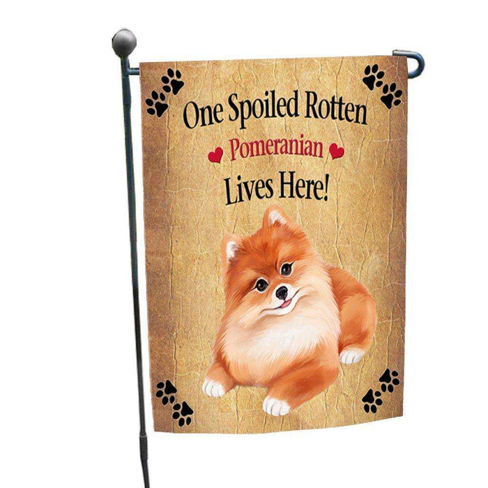 Pomeranian Spoiled Rotten Dog Garden Flag