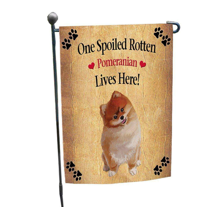 Pomeranian Spoiled Rotten Dog Garden Flag