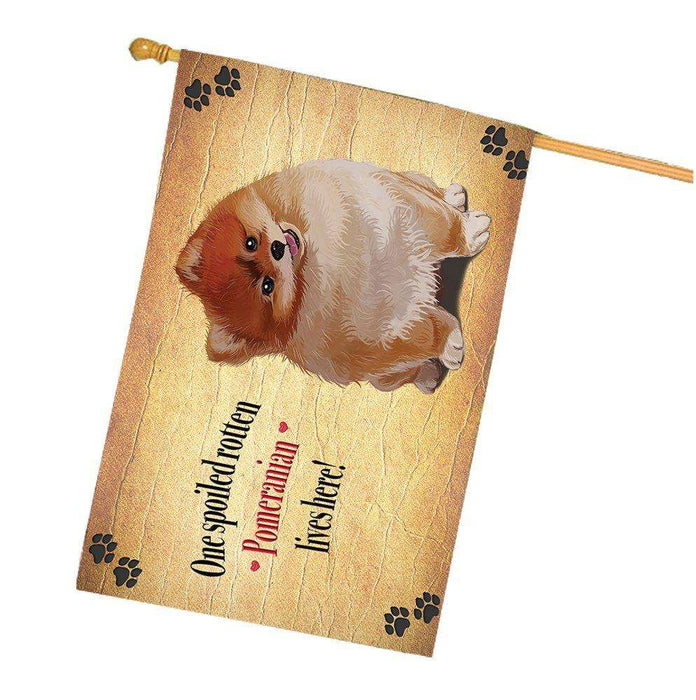 Pomeranian Spoiled Rotten Dog House Flag