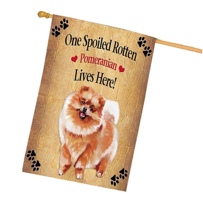 Pomeranian Spoiled Rotten Dog House Flag