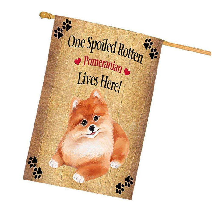 Pomeranian Spoiled Rotten Dog House Flag