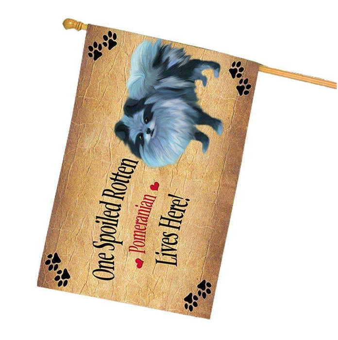 Pomeranian Spoiled Rotten Dog House Flag