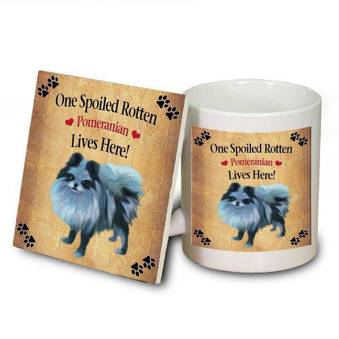 Pomeranian Spoiled Rotten Dog Mug and Coaster Set