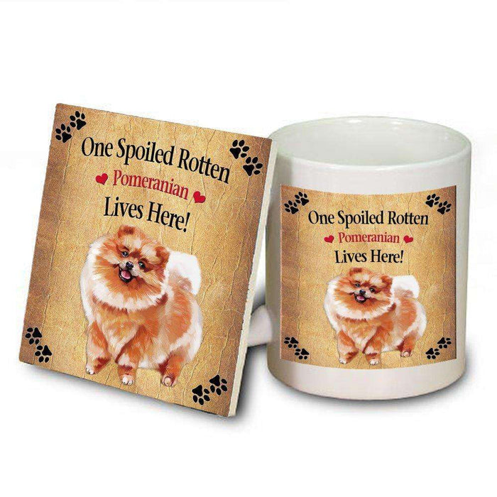 Pomeranian Spoiled Rotten Dog Mug and Coaster Set