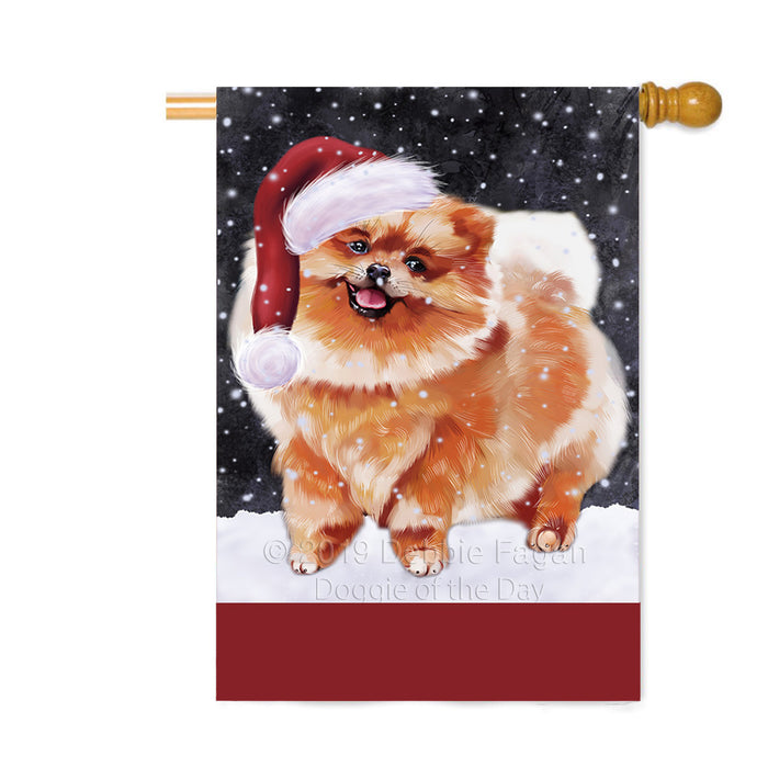Personalized Let It Snow Happy Holidays Pomeranian Dog Custom House Flag FLG-DOTD-A62453