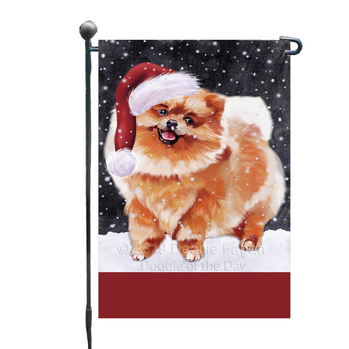 Personalized Let It Snow Happy Holidays Pomeranian Dog Custom Garden Flags GFLG-DOTD-A62397