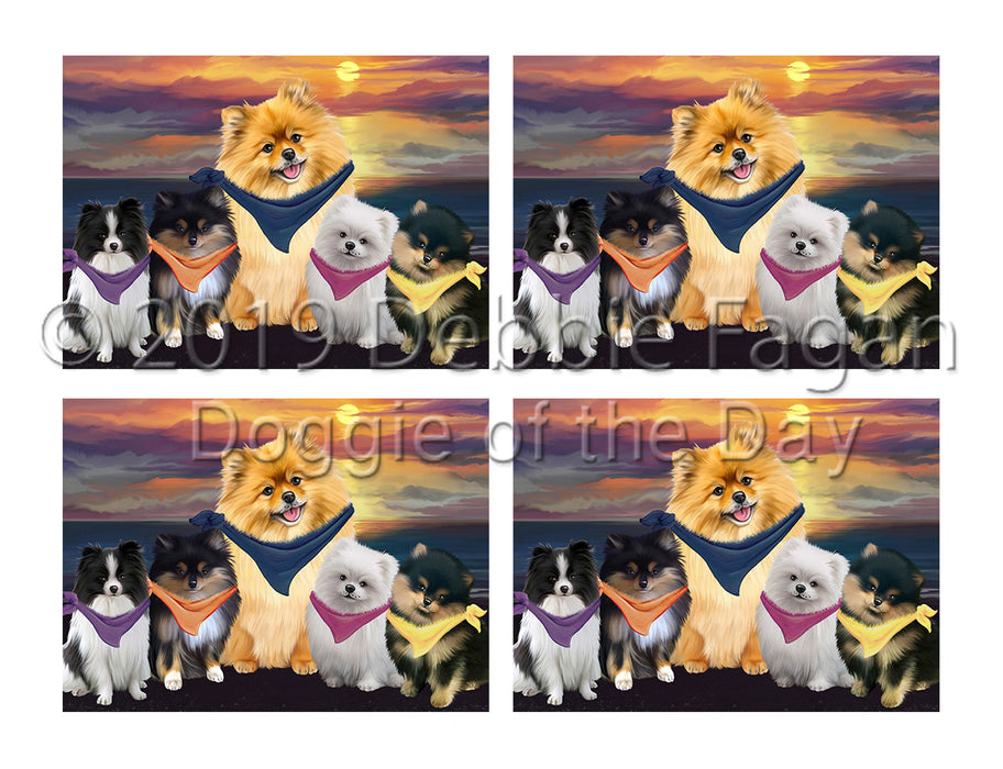 Family Sunset Portrait Pomeranian Dogs Placemat