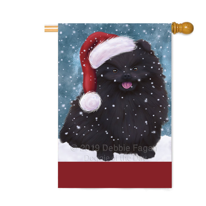 Personalized Let It Snow Happy Holidays Pomeranian Dog Custom House Flag FLG-DOTD-A62454