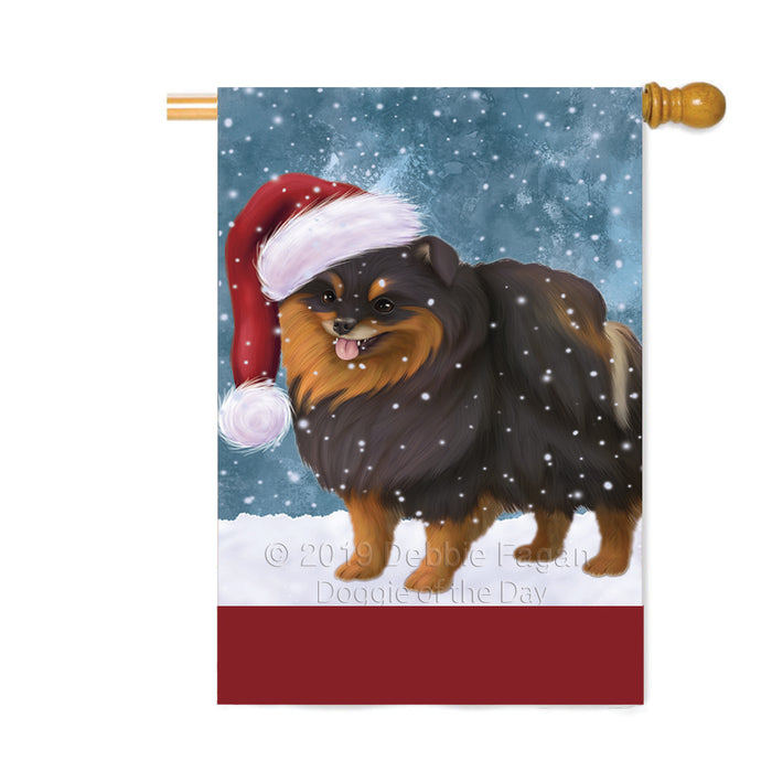 Personalized Let It Snow Happy Holidays Pomeranian Dog Custom House Flag FLG-DOTD-A62455