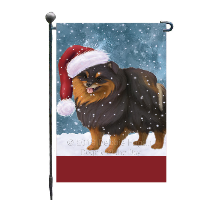 Personalized Let It Snow Happy Holidays Pomeranian Dog Custom Garden Flags GFLG-DOTD-A62399
