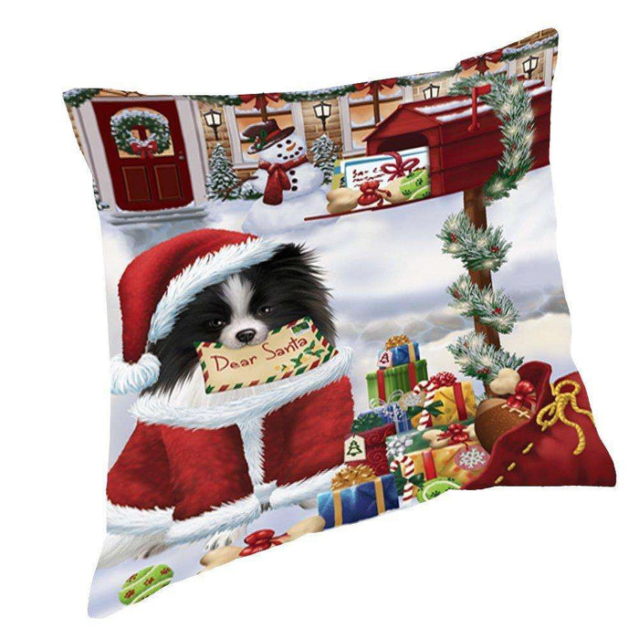 Pomeranians Dear Santa Letter Christmas Holiday Mailbox Dog Throw Pillow