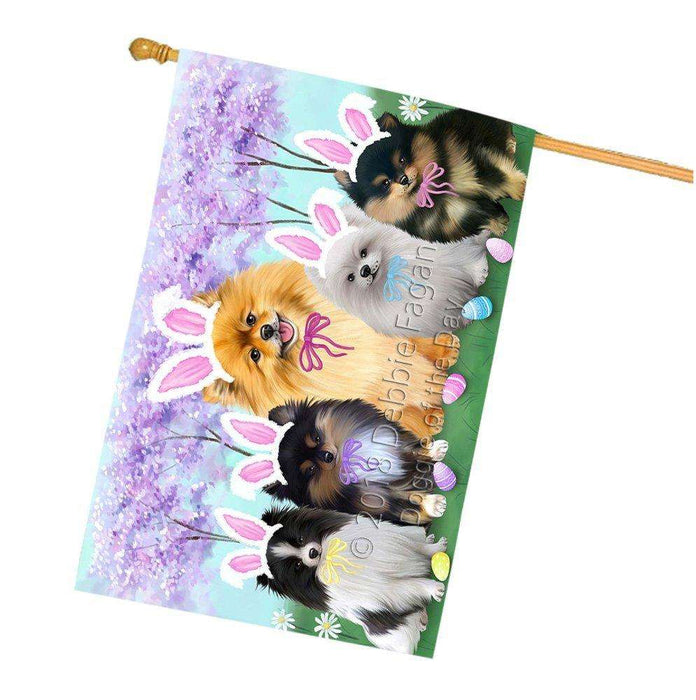 Pomeranians Dog Easter Holiday House Flag FLG49310