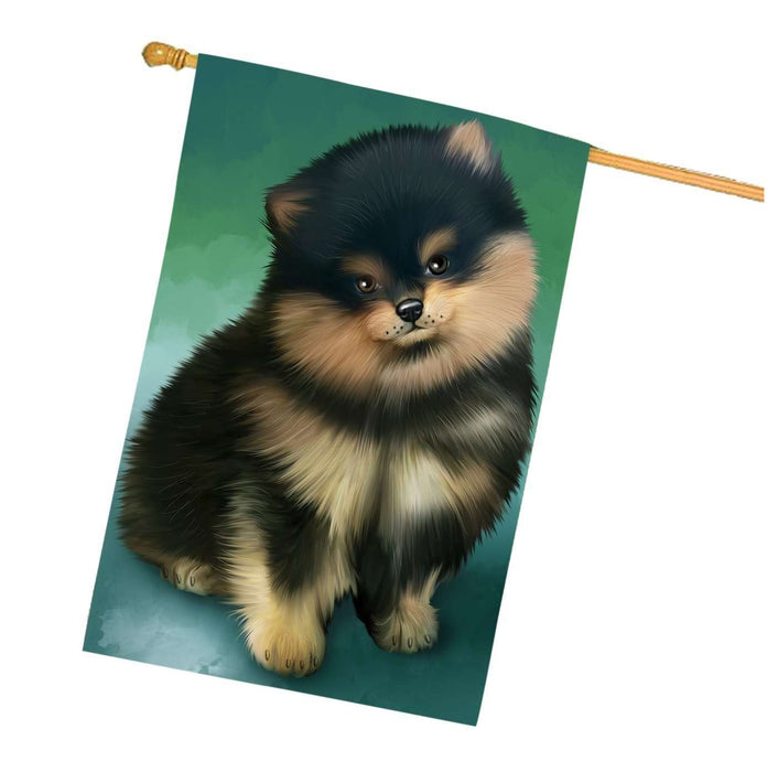 Pomeranians Dog House Flag