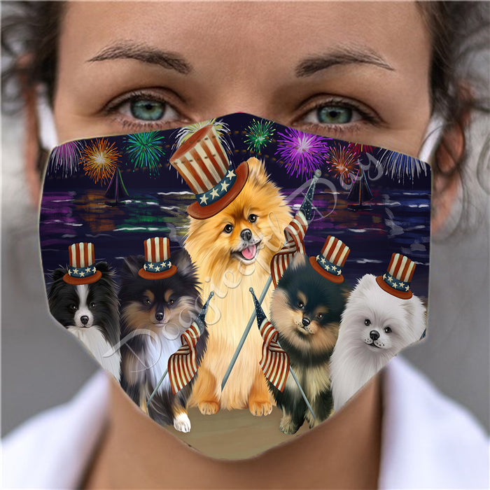 4th of July Independence Day Pomeranian Dogs Face Mask FM49427