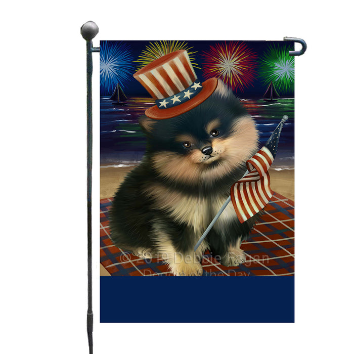 Personalized 4th of July Firework Pomeranian Dog Custom Garden Flags GFLG-DOTD-A58019