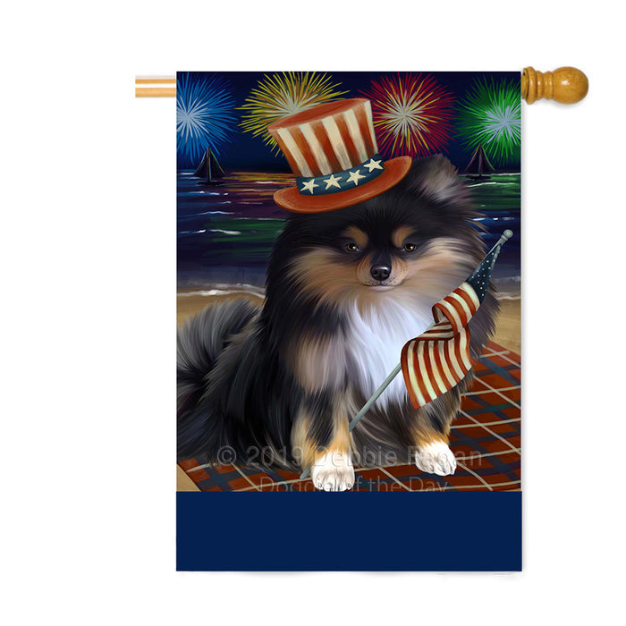 Personalized 4th of July Firework Pomeranian Dog Custom House Flag FLG-DOTD-A58076