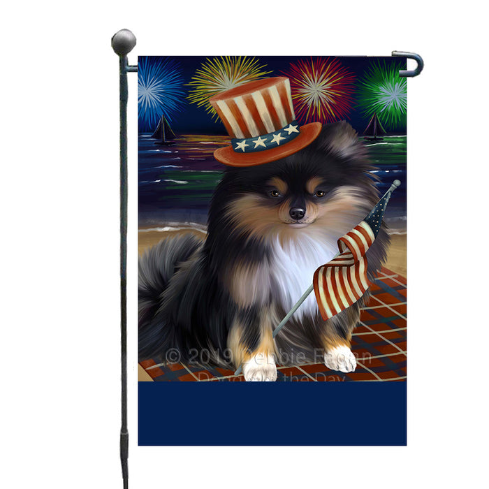 Personalized 4th of July Firework Pomeranian Dog Custom Garden Flags GFLG-DOTD-A58020